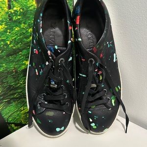 LANVIN black confetti splatter paint mens 6